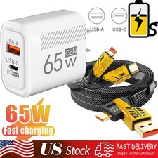 65W Fast Charging 3 in 2 Wall Charger For Samsung S26 S25 S24 S23 S22 + Ultra