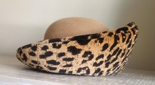 Vintage Oscar De Le Renta Millinery Leopard Wool Hat