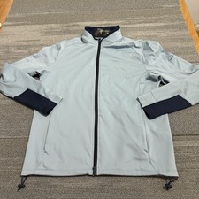 Greyson Jacket Mens Medium Blue Sequioa Performance Stretch Full Zip Golf Preppy