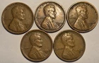 Circulated lot of (5) nicer low mintage 1934 D Lincoln Wheat Cents