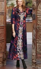 Soft Surroundings Epiphany Maxi Dress Womens 14 Petite Velvet Details Boho