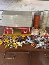 Tin Vintg Lithograph Farm Barn PlaySet Barn 1950s Marx Animals, Lot Accessories