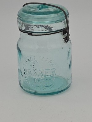 Trademark Banner WM Warranted Pint Fruit Jar with Lid Bright Aqua Mint