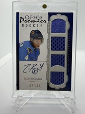 2008-09 O Pee Chee Premier Zach Bogosian Rookie Card Quad Jersey Auto #’d /299. rookie card picture