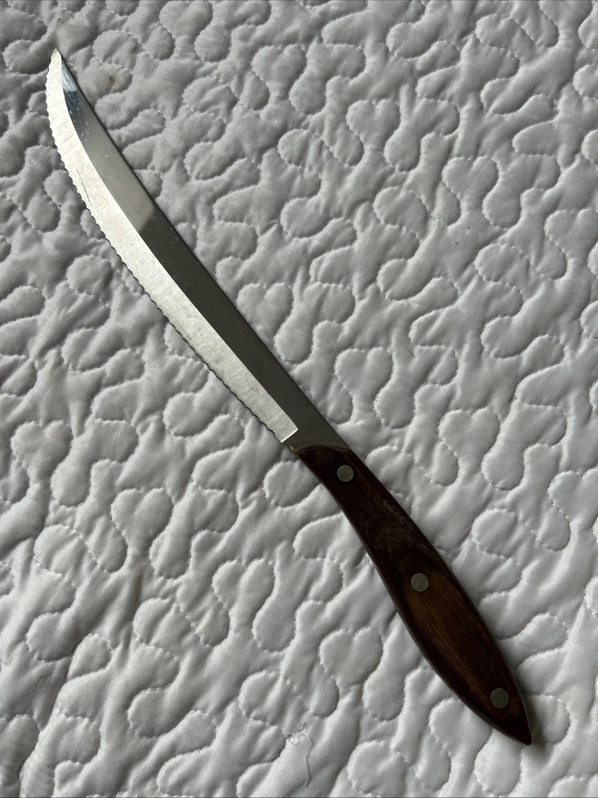 Flint Stainless Vanadium Serrated Steak Knife 5” Blade Wood Handle USA VTG Lot 7