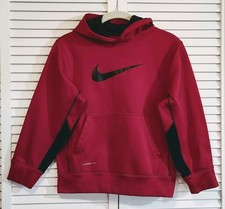 NIKE Therma Fit Boys Medium Red Hoodie Hooded Sweatshirt Size M Long Sleeve