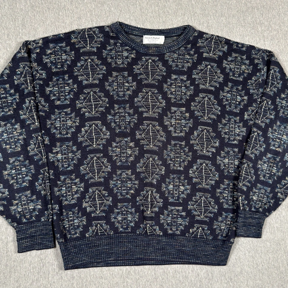 Vintage Tricots St Raphael Wool Sweater Mens Large Geometric 3D Knit Made In USA - Image 4 of 4