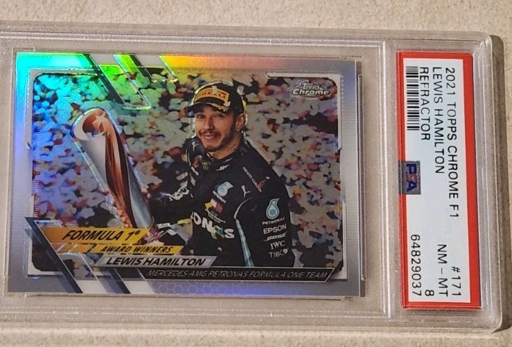 2021 TOPPS CHROME FORMULA 1 Lewis Hamilton REFRACTOR World Champion #171 PSA 8