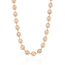 14K Rose Gold 5mm Moon-Cut Ball Beaded Chain (Solid Links) 18"-26"