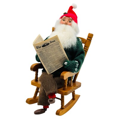 Byers Choice Christmas Caroler Santa Claus Reading Newspaper W/ Smoking Pipe HTF