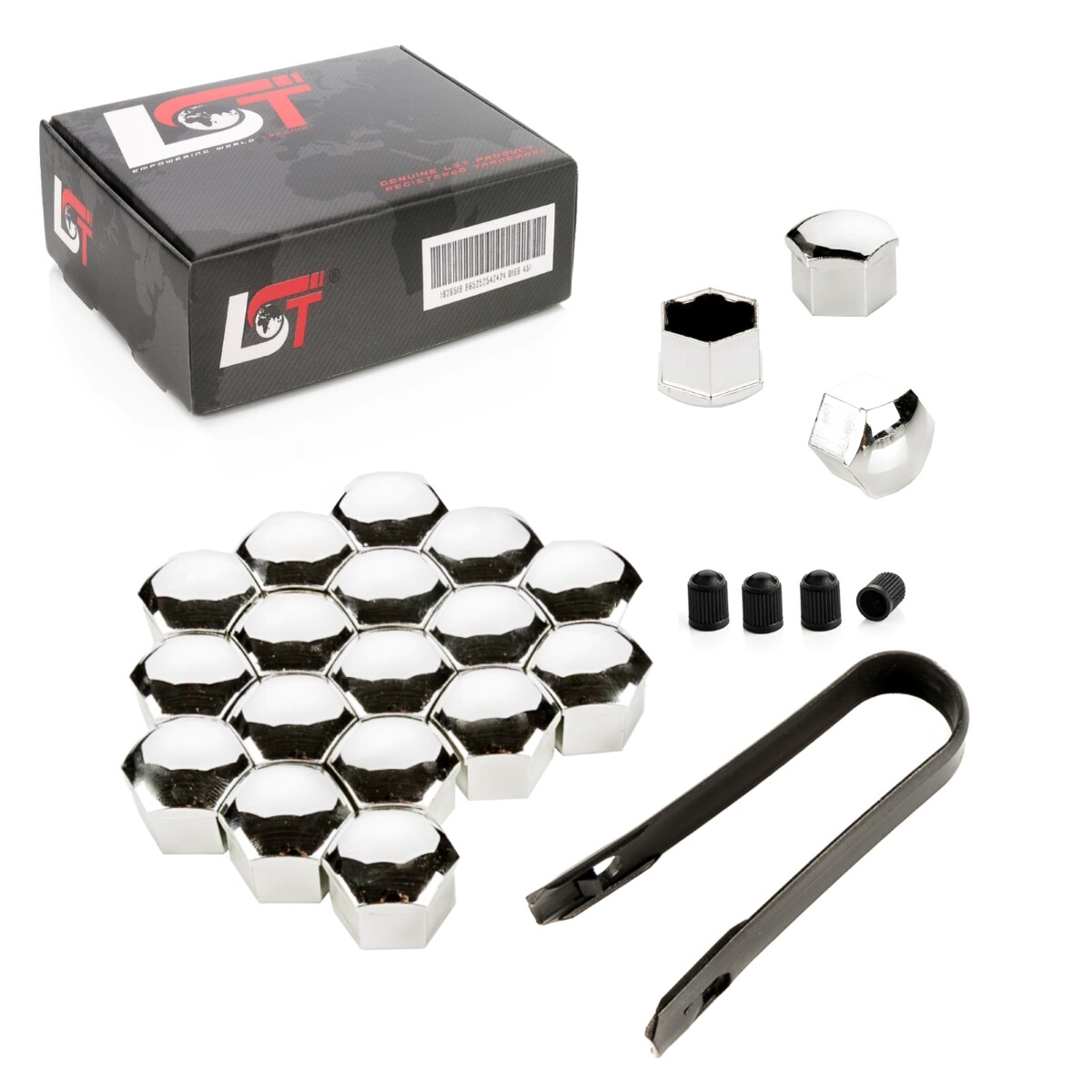20X Wheel Bolt Caps Chrome 17Mm For LAND ROVER