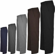 Mens Plain Office Business Pants Gents Smart Work  Belt Pocket Casual Trouser
