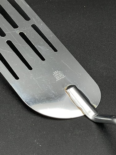 VINTAGE RARE EKCO USA CHROME SLOTTED 12.5" SPATULA FLIPPER SILVERPLATE HANDLE - Picture 3 of 5