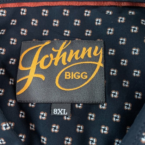 Johnny Bigg Bern Print Stretch Shirt Button-Up Long Sleeve Regular Fit Navy 8XL - Picture 5 of 10