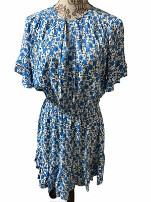 Walker & Wade Blue Floral  Short Sleeve Mini Dress Women s Size S
