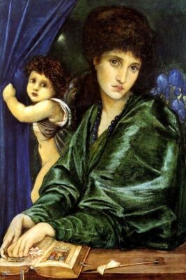 MARIA ZAMBACO PORTRAIT CUPID BOOK CHANT D'AMOUR PAINTING BY BURNE JONES REPRO 