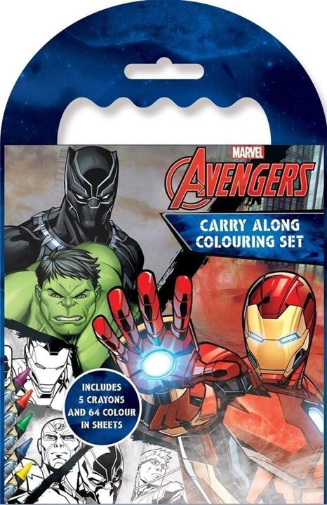 Avengers Carry Along Colouring Set Crayons Book Travel Hulk Iron Man