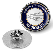 U.S. Navy Radioman RM Tie Tac, Hat Pin, Military Emblem Lapel Pin - Silver