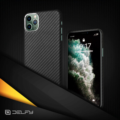 Delfy iPhone 11 Pro Case  5.8'' Aramid Fiber Ultra Thin Strong Cover  Luxury BLK