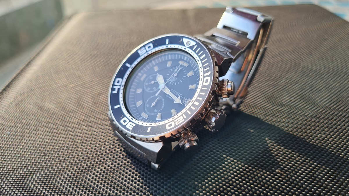 Seiko Caesar Black Dial 7T92-OJGO Rare Quartz Diver 200m | eBay