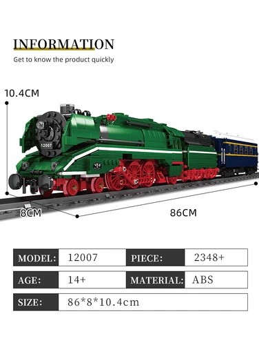 Mould King 12007 Technik BR18 201 German Express Dampflokomotive,Modellbausatz F