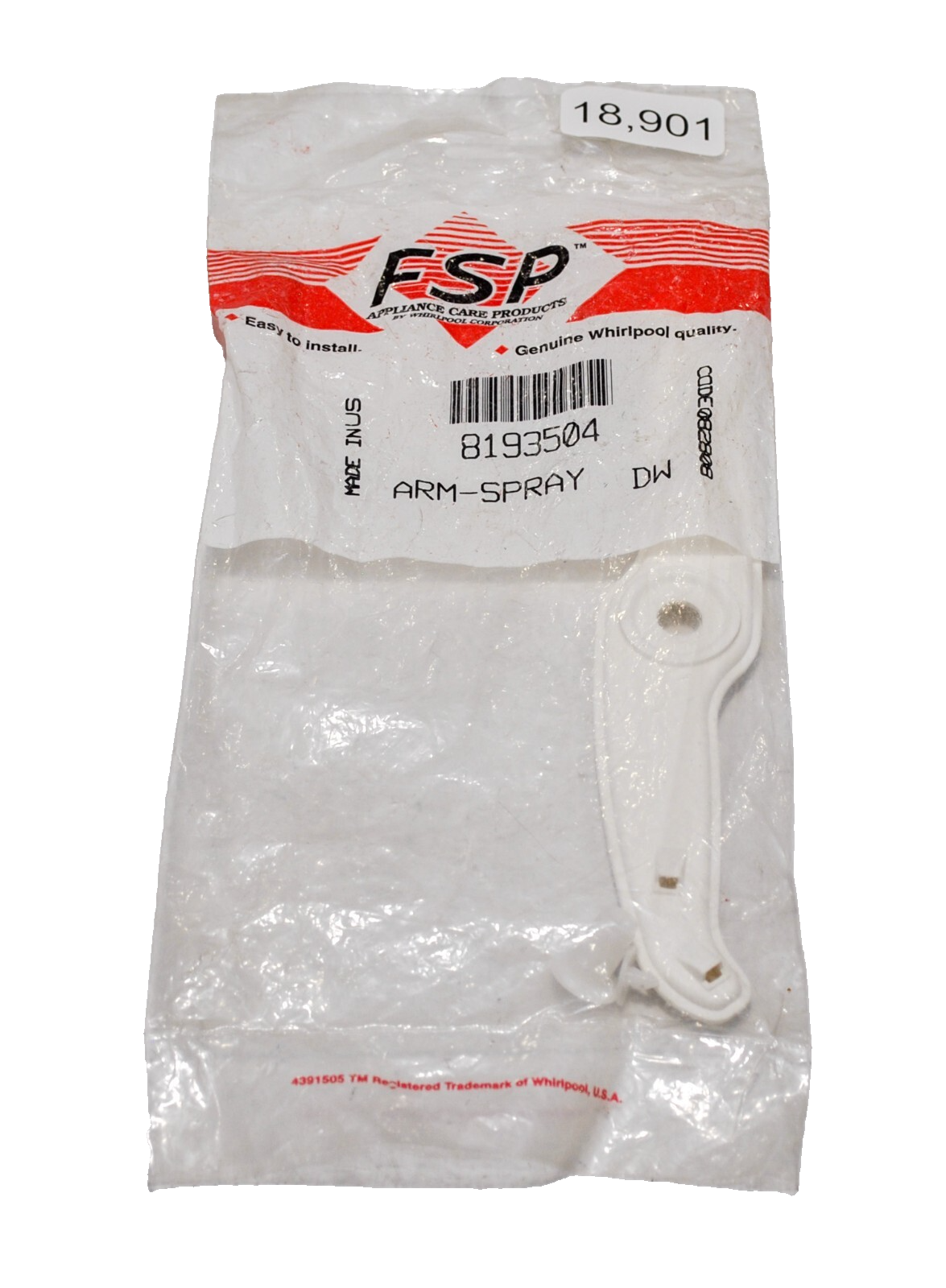 Whirlpool 8193504 Replacement Dishwasher Spray Arm-image