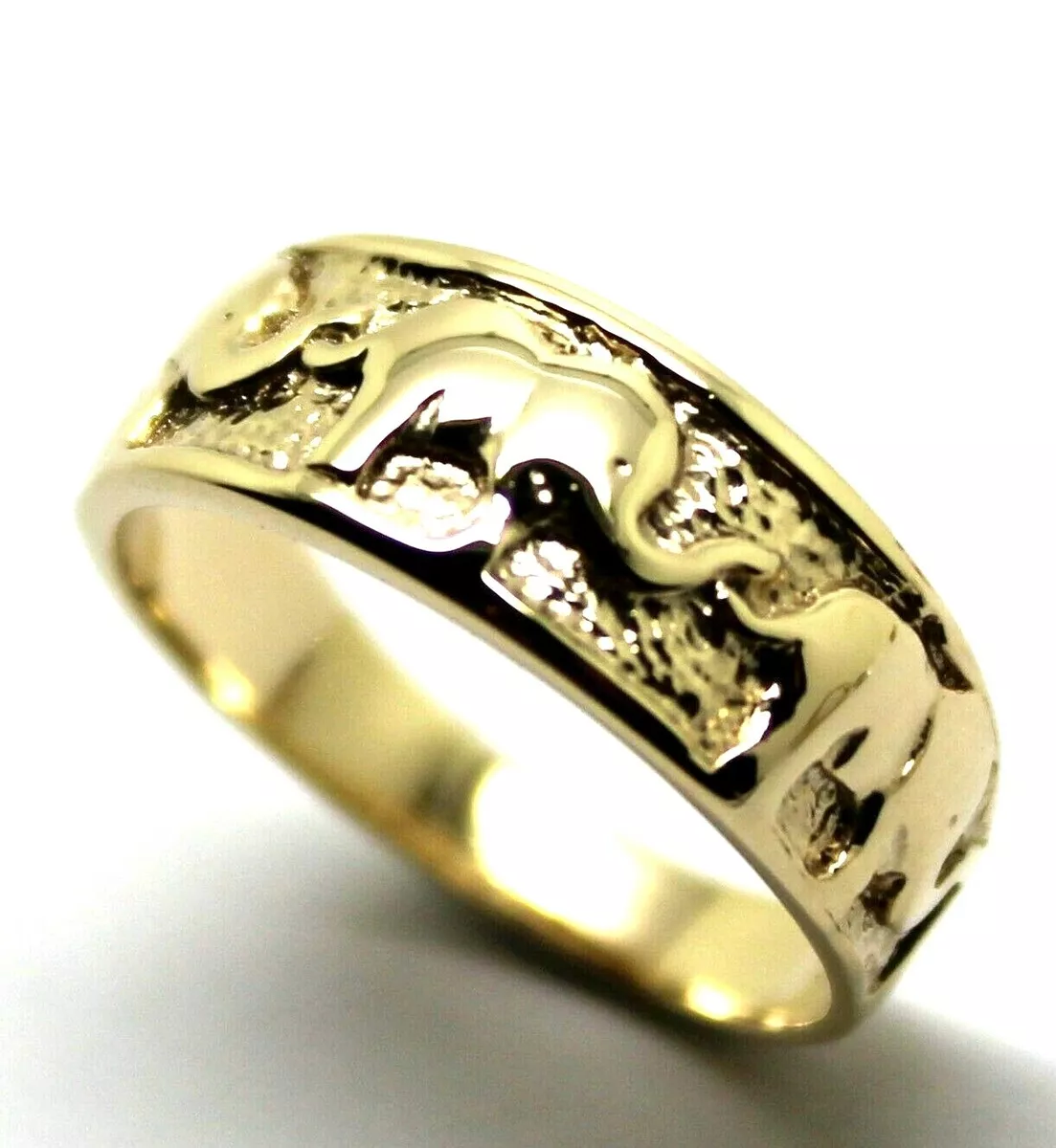 Genuine 9ct 9k Solid Yellow Gold Lucky Elephant Ring Size Q eBay