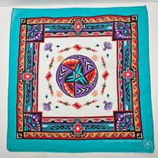 Vtg Wamcraft Southwest Tribal Aztec Native American Bandanna USA Made RN14193