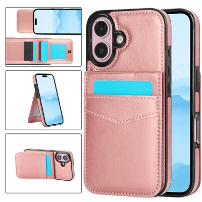Card Pocket Stand Leather Phone Case For iPhone 16 Pro Max 15 Plus 14 13 12 XS 7