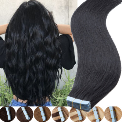Russian/Remy Tape In 100% Human Hair Extensions Skin Weft THICK Full Head/Blonde