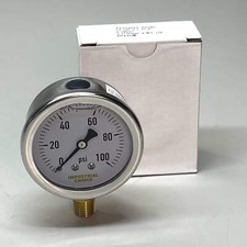 INDUSTRIAL CHOICE Stainless Steel Pressure Gauge 0-100 PSI 2.5" LS-100-2.5-SS-4