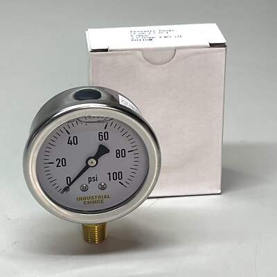 #ad #ad INDUSTRIAL CHOICE Stainless Steel Pressure Gauge 0 100 PSI 2.5quot; LS 100 2.5 SS 4 $11.20
