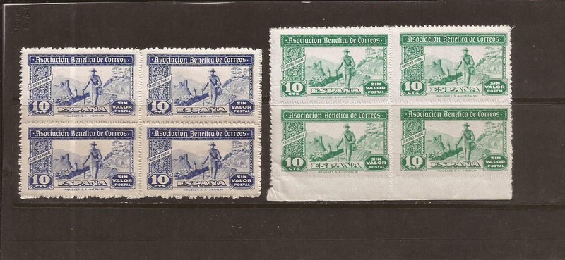 SPAIN- ( 1930s?) 2 non-listed stamps in quantity ( no postal validity)
