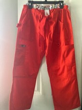 KOI Size L Bright Red Scrub Pants