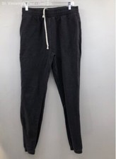 FNT Black USA Made Ring Spun Cotton Elastic Waist Jersey Sweatpants - Size L