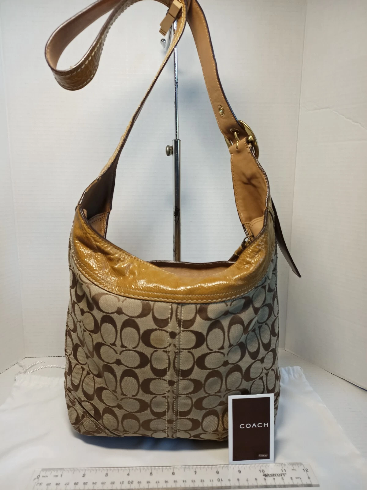 Coach Bleeker Sophie tracolla media marrone hobo firma tela pelle