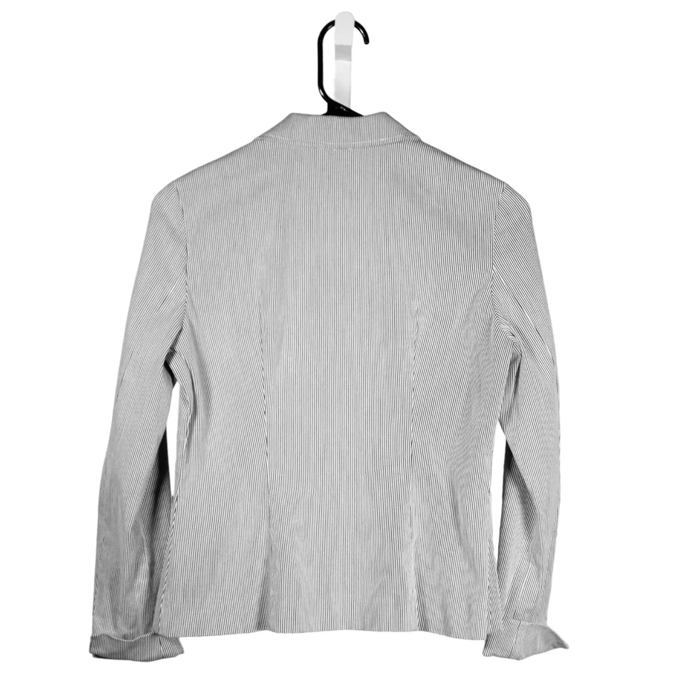 Chaqueta Blazer Ralph Lauren Gris Blanco Rayas Elastizada Carrera Trabajo Pequeña Talla PP Foto 2 de 4