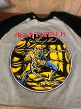 Iron Maiden World Piece Tour 1983 Concert Raglan HEATHER/BLACK S to 3XL