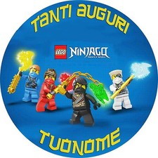 Cialda NINJAGO LEGO Decorazione Torta Ostia o Pasta di Zucchero PERSONALIZZATA 