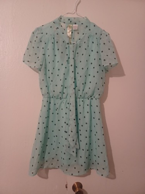 #ad #ad Polka Dot Dress Aqua Blue Sz Xl $5.00