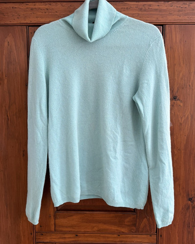 Magaschoni L ? Cashmere Sweater Robin's Egg Blue Turtleneck Minimalist Capsule