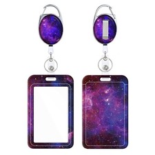 Retractable Badge Holder, Cute Print Pattern Belt Clip Badge Reel with Keycha...