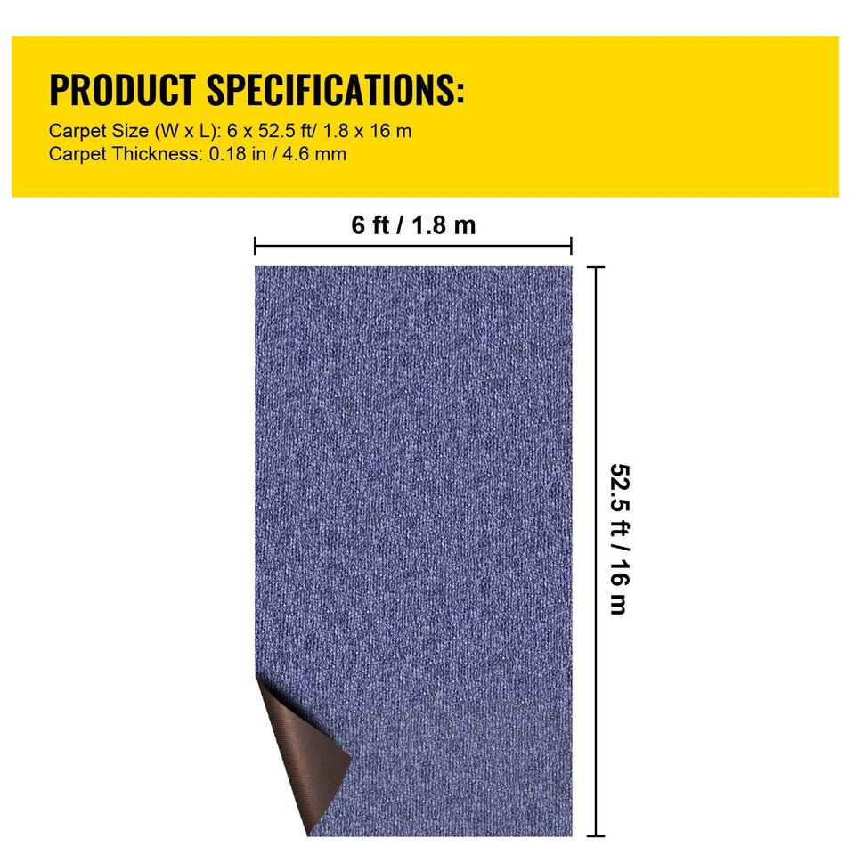 Vevor Bass Boat Carpet Cutpile Marine Carpet 6 X 13 Ft Charcoal Black