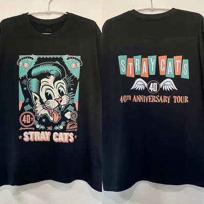STRAY CATS Band 40th Anniversary Tour Cotton Black S-5XL T Shirt BT698