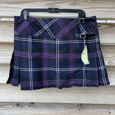 The Kilt navy blue purple Authentic Scottish Highlands Tartan skirt Women 18 NWT