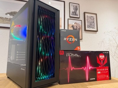 RGB Gaming PC, AMD Ryzen 5, 16GB RAM, AMD Radeon RX Vega 56 8GB , SSD & HDD