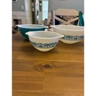 4 Vintage Pyrex horizon blue cinderella bowl set (1) 441, (1) 442, (2) 443