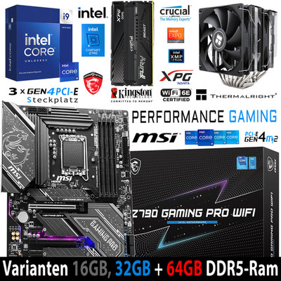 PC Bundle Intel i9 14900K MSI Z790 Gaming PRO Wifi mit 16, 32 oder 64GB DDR5