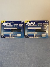 Expo Mixed Marker Set, Wet Dry Erase, Blue, Fine Tip, 4 pcs per pack/2 packs