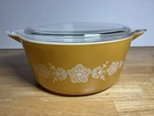 Vintage 1970's Pyrex Butterfly Gold 475-B Casserole Deep Dish 2.5 qt & Lid 475-C